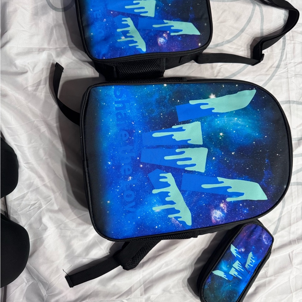 3 piece set Galaxy Print Backpack , lunchbag  and Pencil Case Set